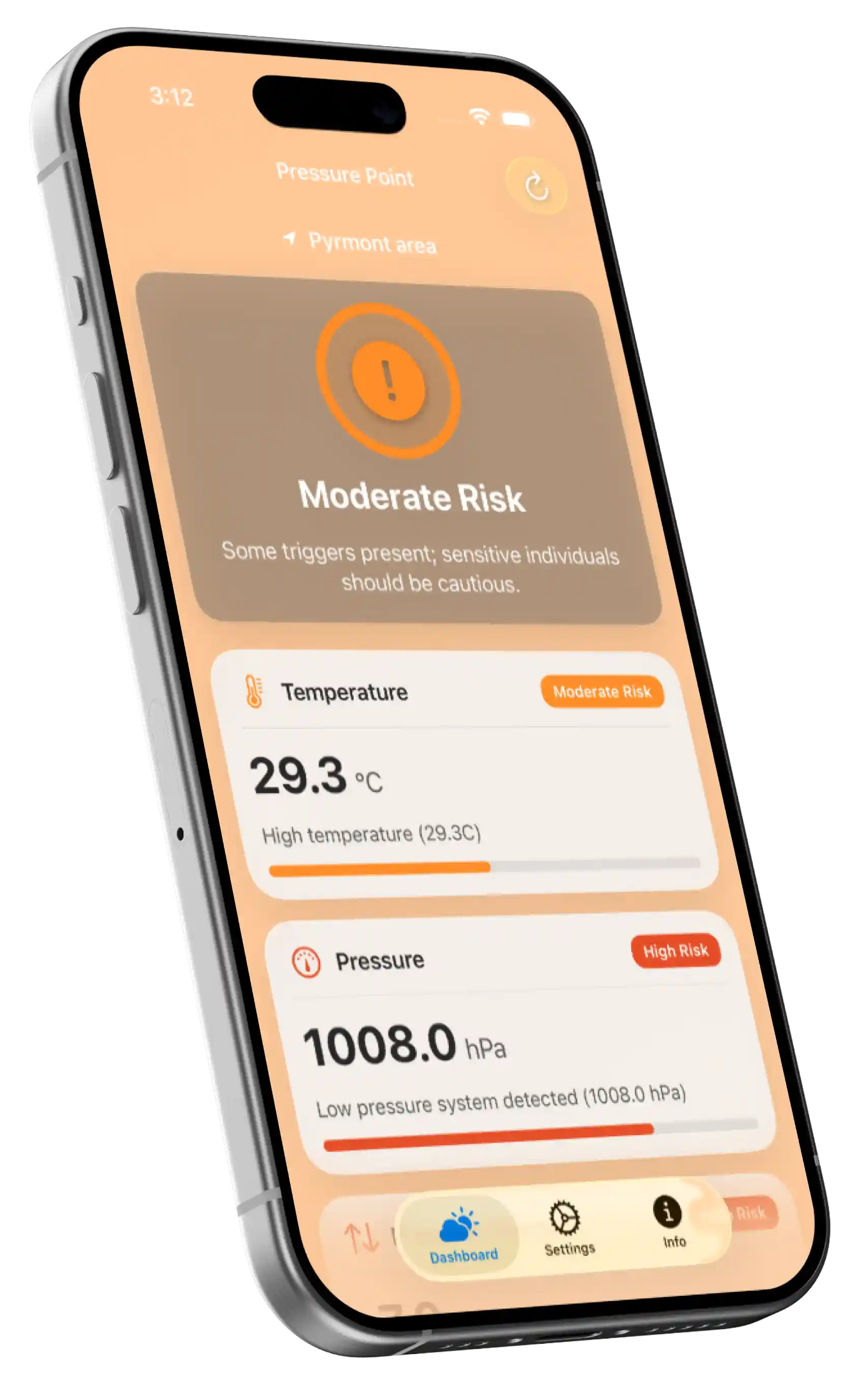 Pressure Point Weather App Screenshot